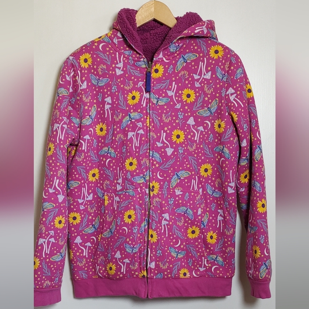 Lands End Pink Sherpa Reversible Hoodie